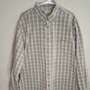 Cabela's Mens XL Button Up Long Sleeve Shirt Green Stripe